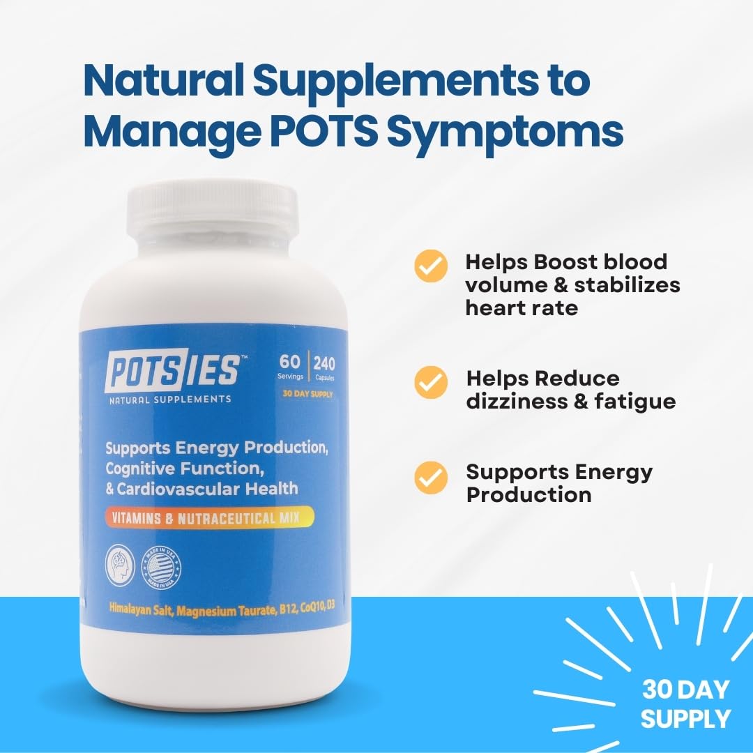 Potsies POTS Supplement Vitamin & Nutraceutical Mix Capsules for Pots Syndrome | POTS Management Essentials | 240 Capsules - 30 Day Supply - dailyvitalstore