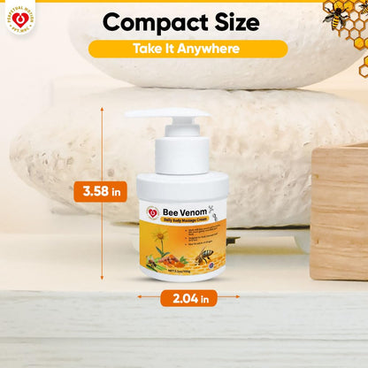 PPT.MHC Bee Venom Massage Cream with Pump - Soothing Muscle Rub with Turmeric, Arnica & MSM - Premium Bee Venom Lotion for Back, Legs & Feet - Everyday Non-Greasy 3.5oz Cream - dailyvitalstore