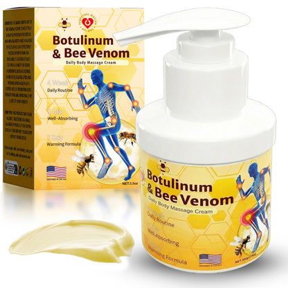 PPT.MHC Bee Venom Warming Cream with Pump - Massage Body Rub with Ginger, Peppermint & Black Pepper - Premium Bee Venom Lotion for Back, Legs & Feet - Everyday Non-Greasy 3.5oz Cream - dailyvitalstore