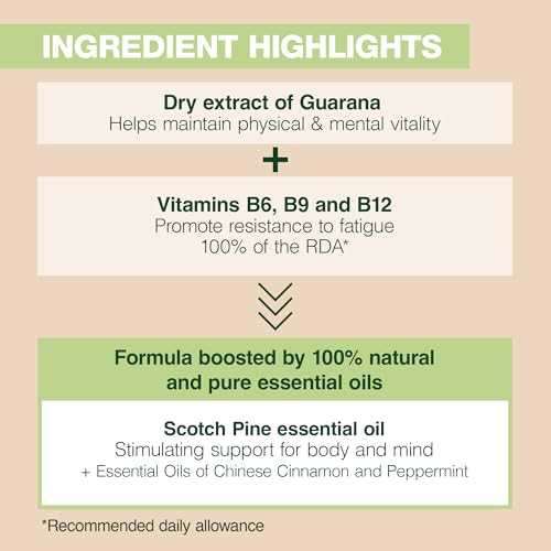 Pranarom - Aromaboost Energy Herbal Supplement - for Physical and Mental Fatigue - Guarana - Vitamins B6 B9 B12 - Pure Scots Pine Essential Oil - 60 Count - dailyvitalstore