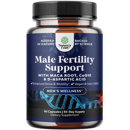 Pre Conception Male Fertility Supplement - Semen Volume Booster with CoQ10, Maca Root, Methyl Folate & D-Aspartic Acid - Mens Fertility Supplement for Sperm Motility - Conception for Him - 90 Count - dailyvitalstore