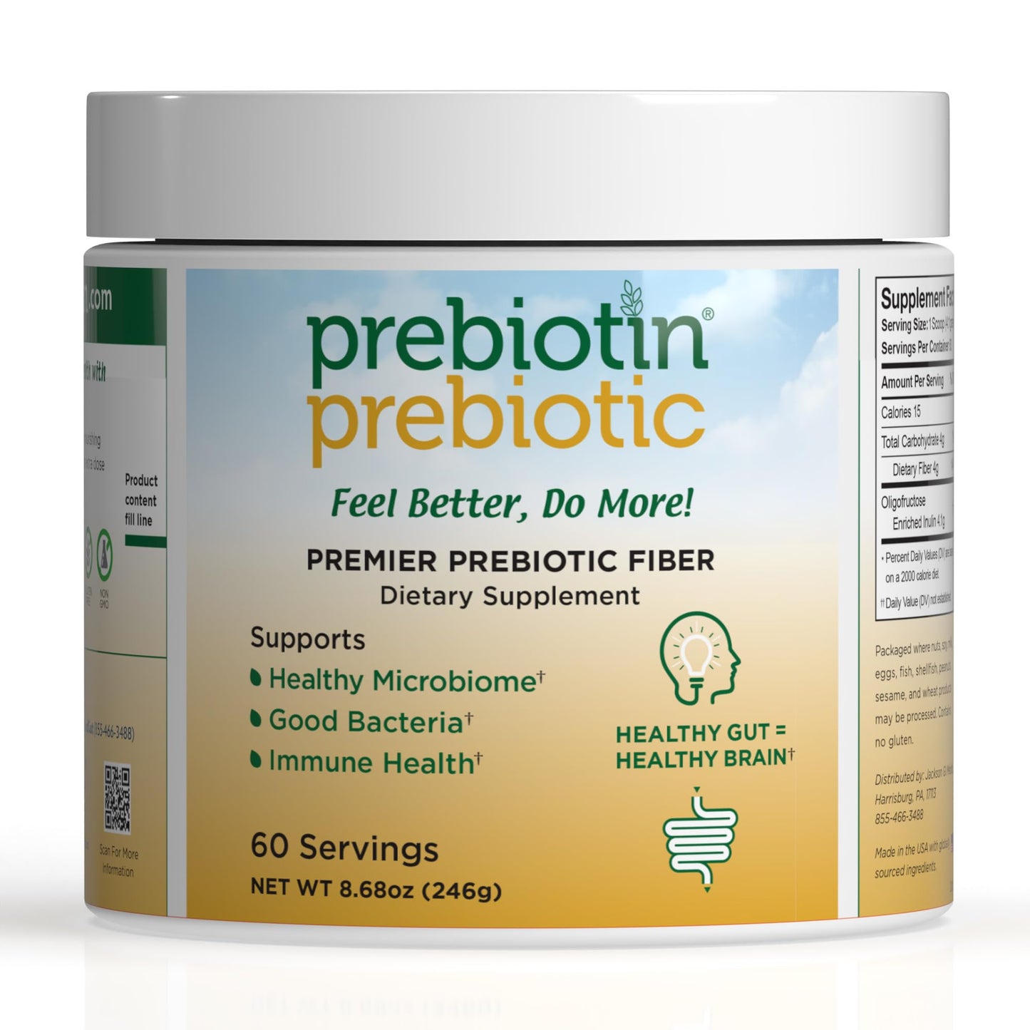 Prebiotin Prebiotic Fiber Supplement Powder 8.68 oz Supports Digestive Health High Fiber, Boosts Probiotics, Reduces Hunger All-Natural, Gluten-Free - dailyvitalstore