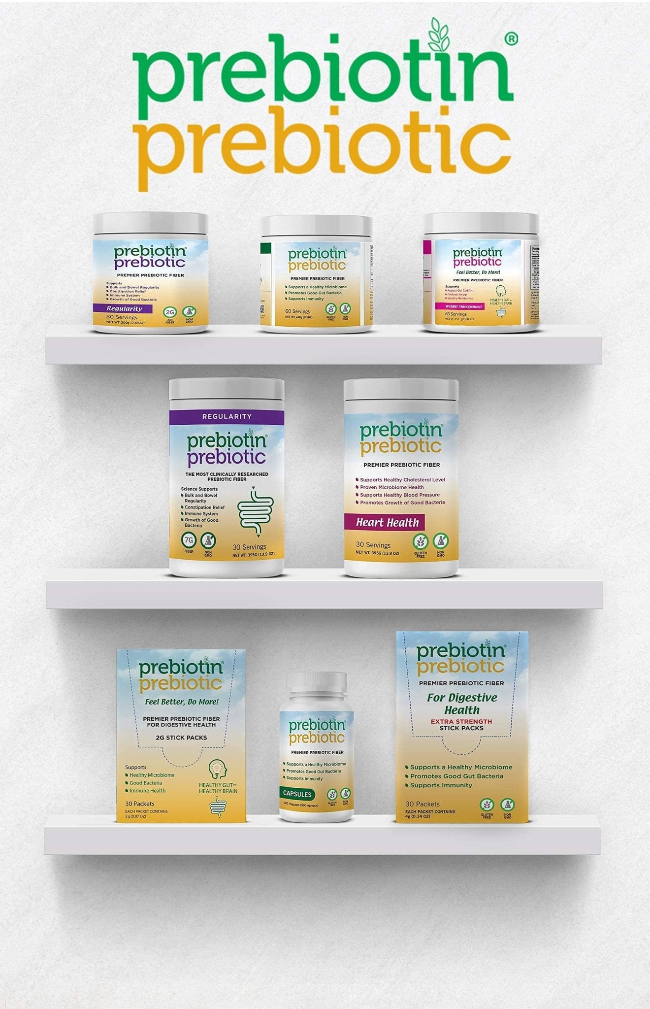 Prebiotin Prebiotic Fiber Supplement Powder 8.68 oz Supports Digestive Health High Fiber, Boosts Probiotics, Reduces Hunger All-Natural, Gluten-Free - dailyvitalstore