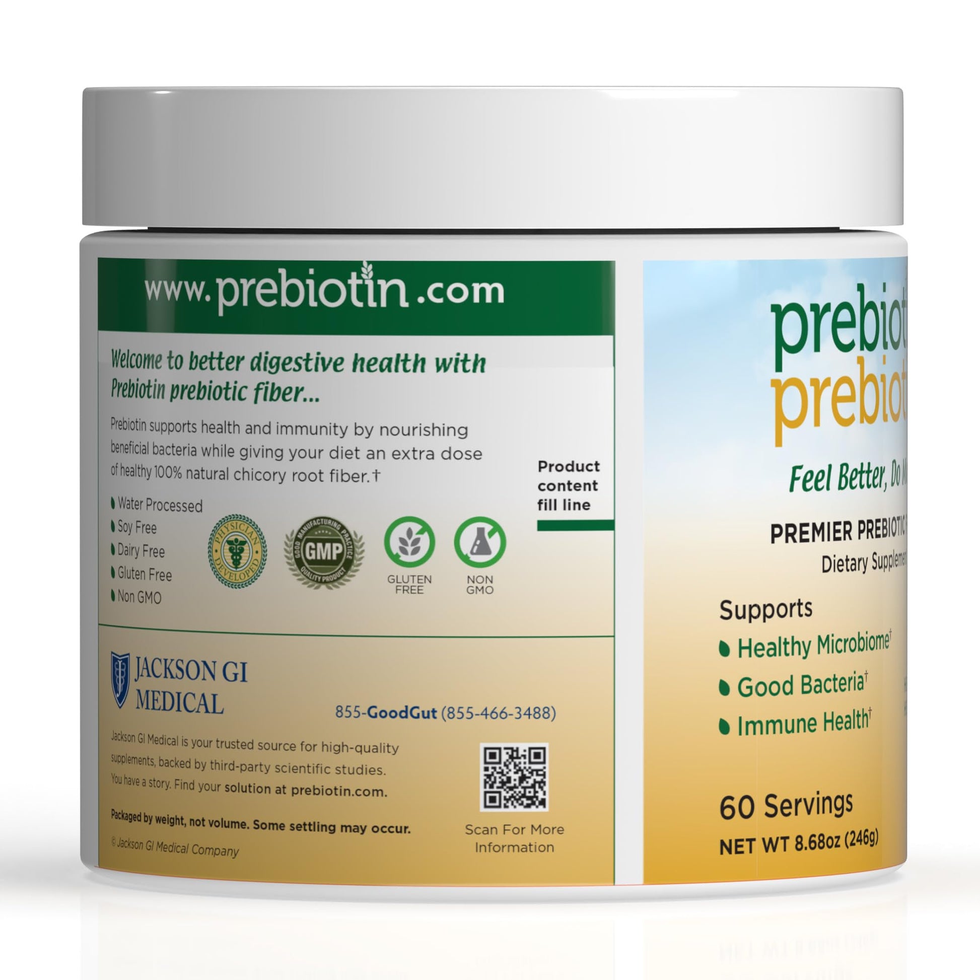 Prebiotin Prebiotic Fiber Supplement Powder 8.68 oz Supports Digestive Health High Fiber, Boosts Probiotics, Reduces Hunger All-Natural, Gluten-Free - dailyvitalstore