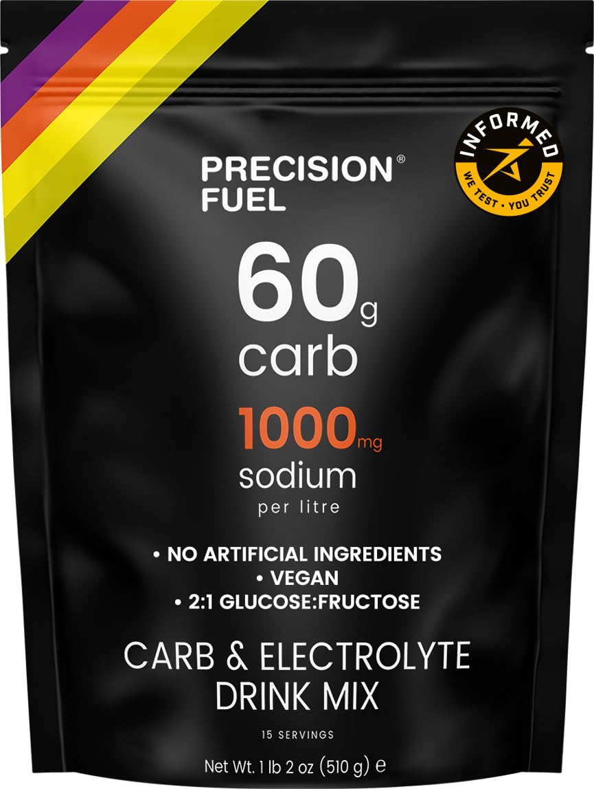 Precision Fuel PF60 Carb & Electrolyte Drink Mix Powder for Hydration & Energy - Endurance Sports Nutrition, Vegan, Hypotonic - 60g Carb, 1000mg Sodium per Litre - Mild Citrus Flavor, 1-Pack - dailyvitalstore