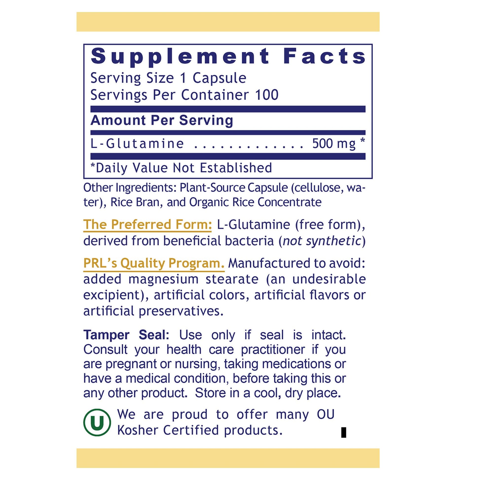 Premier Glutamine by Premier Research Labs - 100 caps - dailyvitalstore