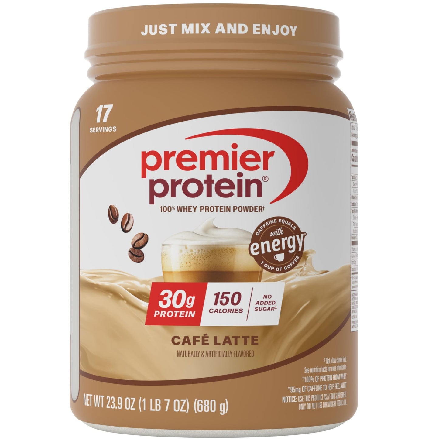Premier Protein Powder, Café Latte, 30g Protein, 95mg Caffeine for Energy, No Added Sugar, 100% Whey Protein, Keto Friendly - dailyvitalstore