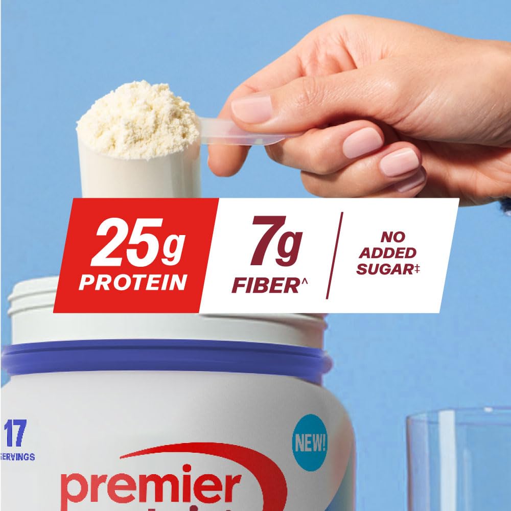 Premier Protein Powder Plus Fiber, Vanilla, 25g Protein, 7g Fiber to Support Gut Health, No Added Sugar (17 Servings) - dailyvitalstore