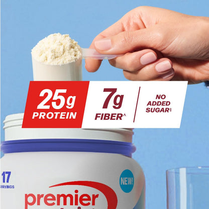 Premier Protein Powder Plus Fiber, Vanilla, 25g Protein, 7g Fiber to Support Gut Health, No Added Sugar (17 Servings) - dailyvitalstore