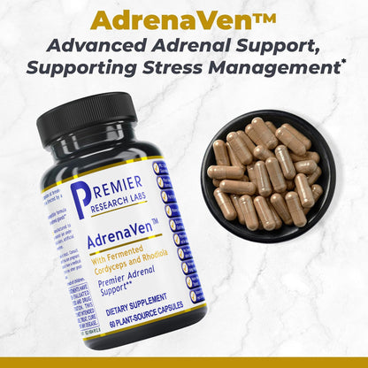 Premier Research Labs 30 Servings-AdrenaVen - Adrenal Health Supplement, Supports Adrenal Gland Health and Stress Response - Organic Adrenal Health - 60 Plant-Source Capsules - dailyvitalstore