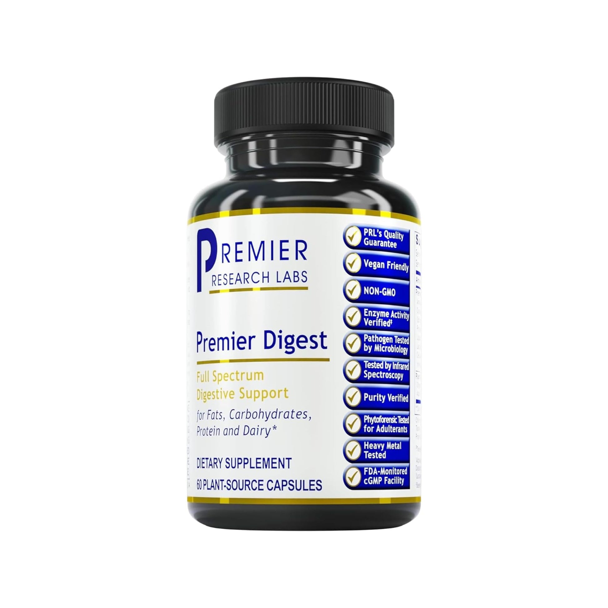 Premier Research Labs Active Digestive Enzymes with Probiotic and Prebiotics - Promotes Full-Spectrum Digestive Support - with Amylase, Protease & Lipase, 60 Plant-Sourced Capsules - dailyvitalstore
