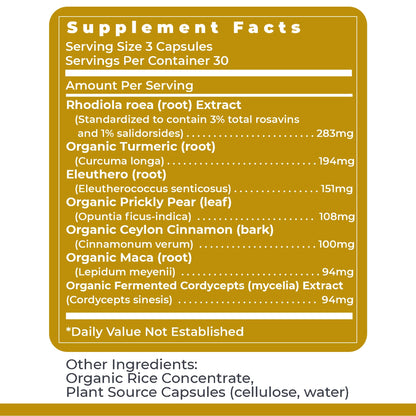 Premier Research Labs Adaptogen-R3 Supplement - Rhodiola Rosea Supplement with Maca Root, Adaptogen Complex for Stress, Heart & Metabolic Health - 90 Vegetarian Capsules - dailyvitalstore