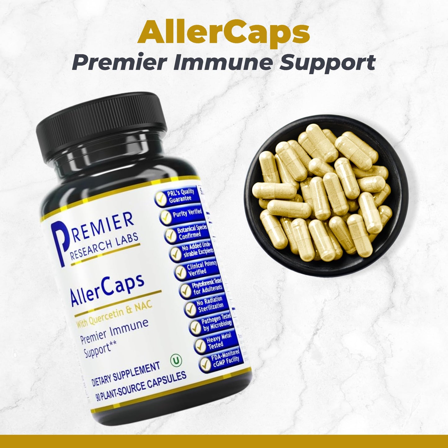 Premier Research Labs AllerCaps - A Lung Health Supplement with NAC/N-Acetyl Cysteine, Featuring Bromelain, Reishi Mushroom & Quertecin, Immune Support Formula - 60 Vegetarian Capsules - dailyvitalstore