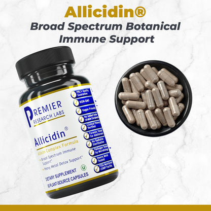Premier Research Labs Allicidin - Garlic Allicin Supplement, Garlic Supplements, Garlic Pills, Allicin Extract, Garlic Extract, Odorless Garlic Capsules, Immune Support - 60 Vegetarian Capsules - dailyvitalstore