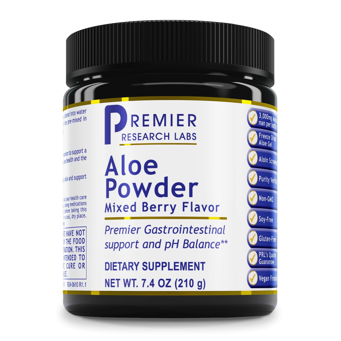 Premier Research Labs Aloe Powder - Aloe Vera Powder, Aloe Vera Drink Mix for Skin and Digestion, Aloe Barbadensis Leaf Extract with Acemannan, Freeze Dried - Mixed Berry, 7.4 Oz (30 Servings) - dailyvitalstore