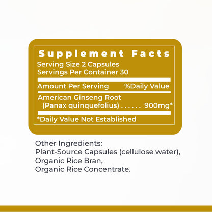 Premier Research Labs American Ginseng Supplement - American Ginseng Capsules, Herbal Ginseng Root Pills, North American Ginseng Herb Extract, Calming Energy Supplement - 60 Plant-Based Capsules - dailyvitalstore