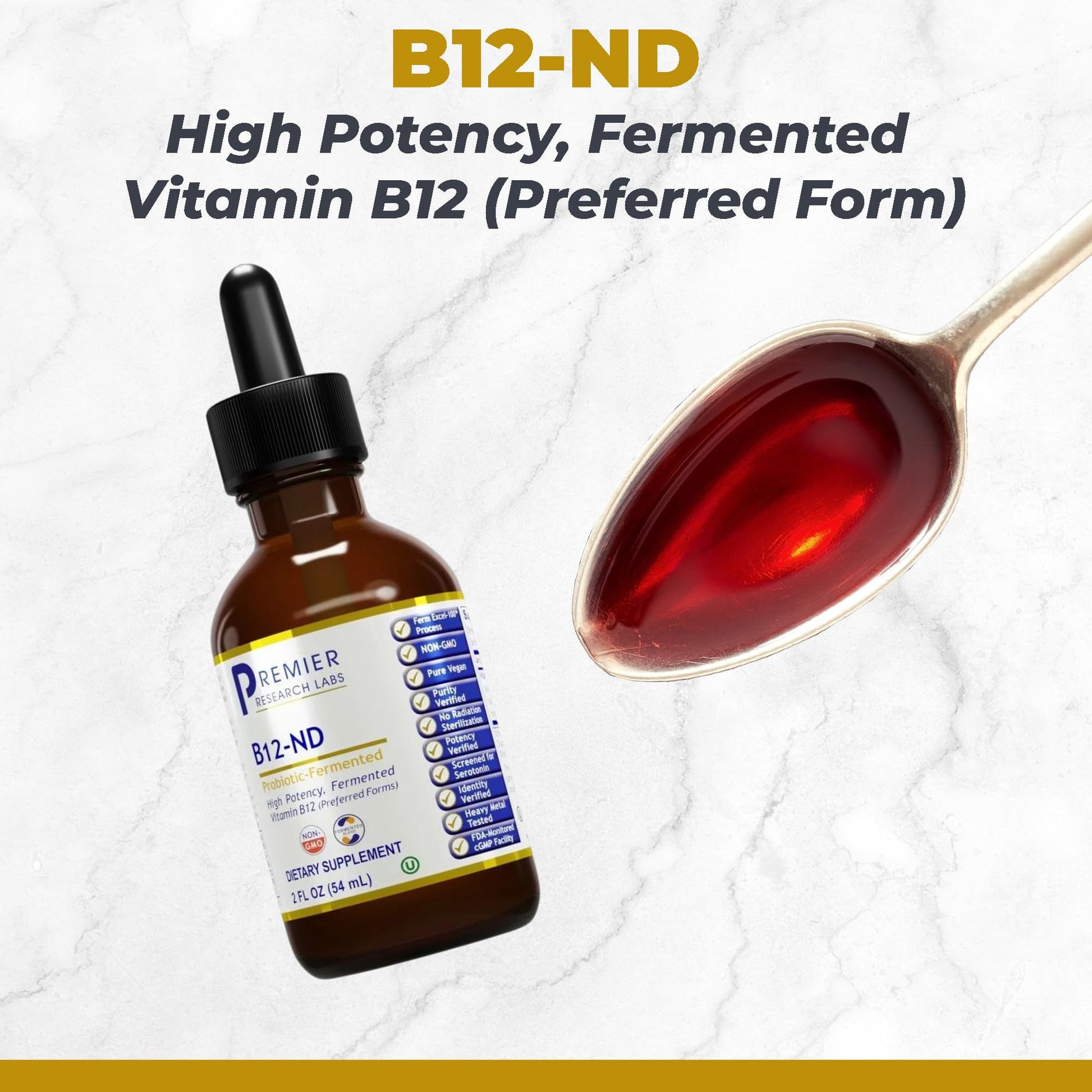 Premier Research Labs B12-ND - Vitamin B12 Liquid, B12 Vitamins, B12 Drops, B-12 Tincture with Methylcobalamin, Adenosylocobalamin, Hydroxcobalamin, 1000 mcg B12 Per Serving - 2 Fl Oz - dailyvitalstore