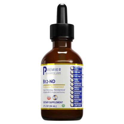 Premier Research Labs B12-ND - Vitamin B12 Liquid, B12 Vitamins, B12 Drops, B-12 Tincture with Methylcobalamin, Adenosylocobalamin, Hydroxcobalamin, 1000 mcg B12 Per Serving - 2 Fl Oz - dailyvitalstore