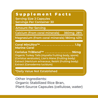 Premier Research Labs Calcium Magnesium Plus - Calcium Magnesium Supplement, Calcium Supplement for Bone Health, with Mushroom Complex - Reishi & Lions Mane - 90 Vegetarian Capsules - dailyvitalstore