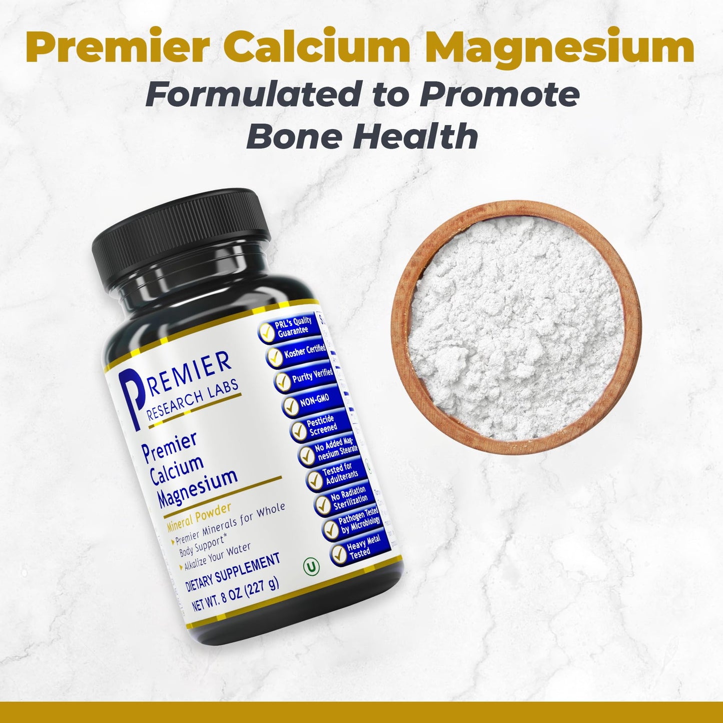 Premier Research Labs Calcium Magnesium Powder - Natural Coral Calcium Powder for Bone Health, Mix with Water for Alkaline PH Balance - 8 oz - dailyvitalstore