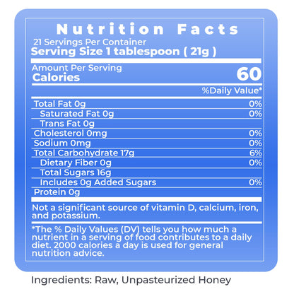 Premier Research Labs Canadian Gold Honey - Raw Honey, Pure Honey, Raw Unpasteurized Honey, Unfiltered, 100% Pure, Sugar-Free, Unprocessed Wildflower Honey - 1 lb Jar - dailyvitalstore