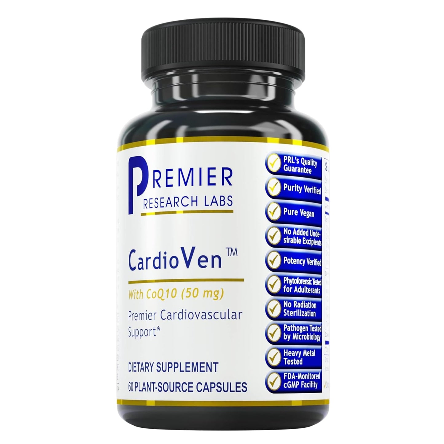 Premier Research Labs CardioVen - CoQ10, Coenzyme Q10, Co Q 10 Supplement 50mg, Ubiquinol with Chlorella, Tocotrienol & Cayenne Pepper for Heart Health, Antioxidant Support - 60 Vegetarian Capsules - dailyvitalstore