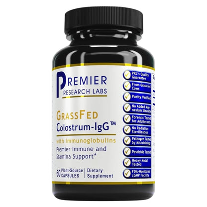 Premier Research Labs Colostrum-IgG - Colostrum Supplement, Bovine Colostrum for Humans, Cow Colostrum for Immune Health, Superfood with Lactoferrin, Amino Acids, Nucleotides - 60 Capsules - dailyvitalstore