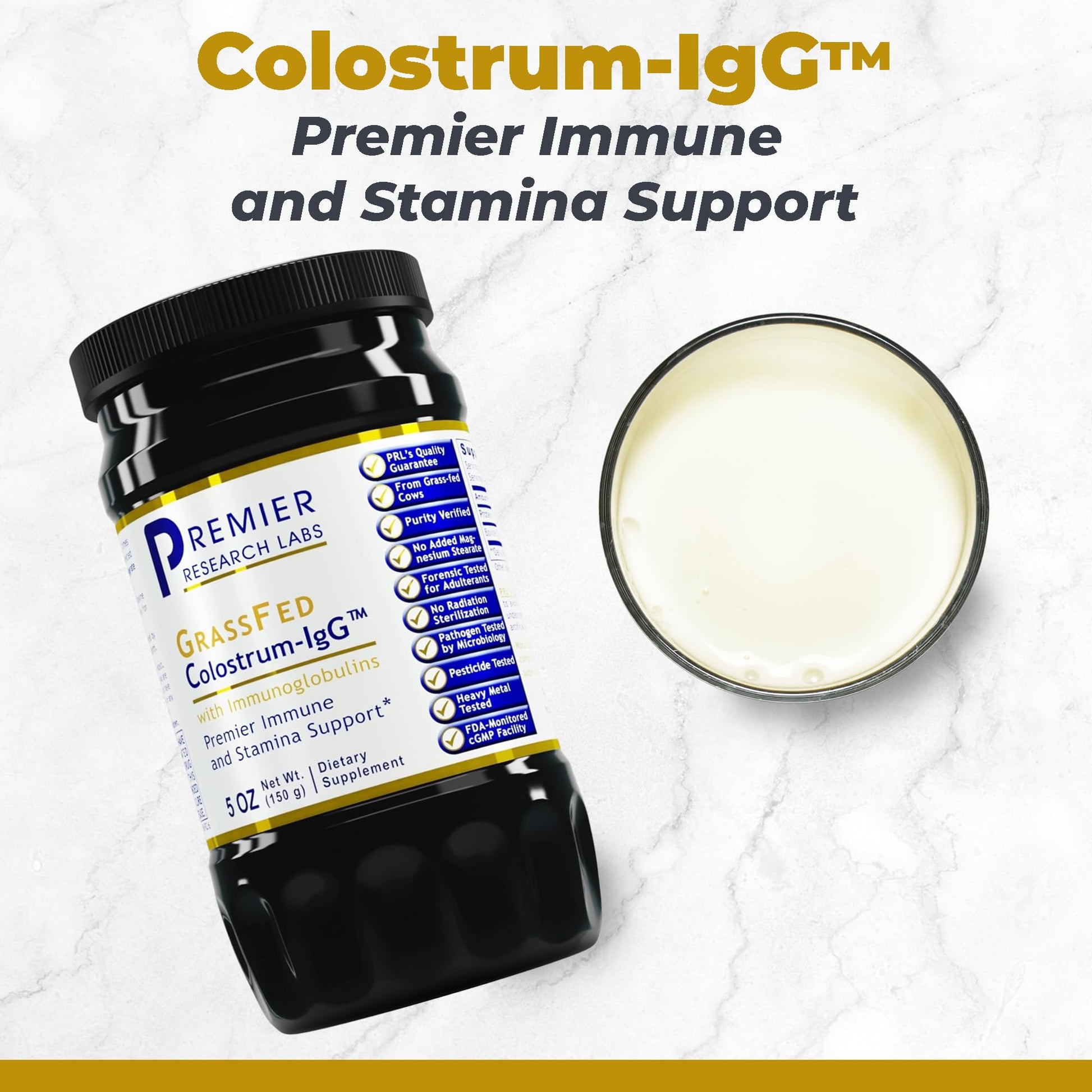 Premier Research Labs Colostrum-IgG Powder - Colostrum Supplement, Bovine Colostrum for Humans, Cow Colostrum for Immune Health, Superfood with Lactoferrin, Amino Acids, Nucleotides - 5 oz (150 g) - dailyvitalstore