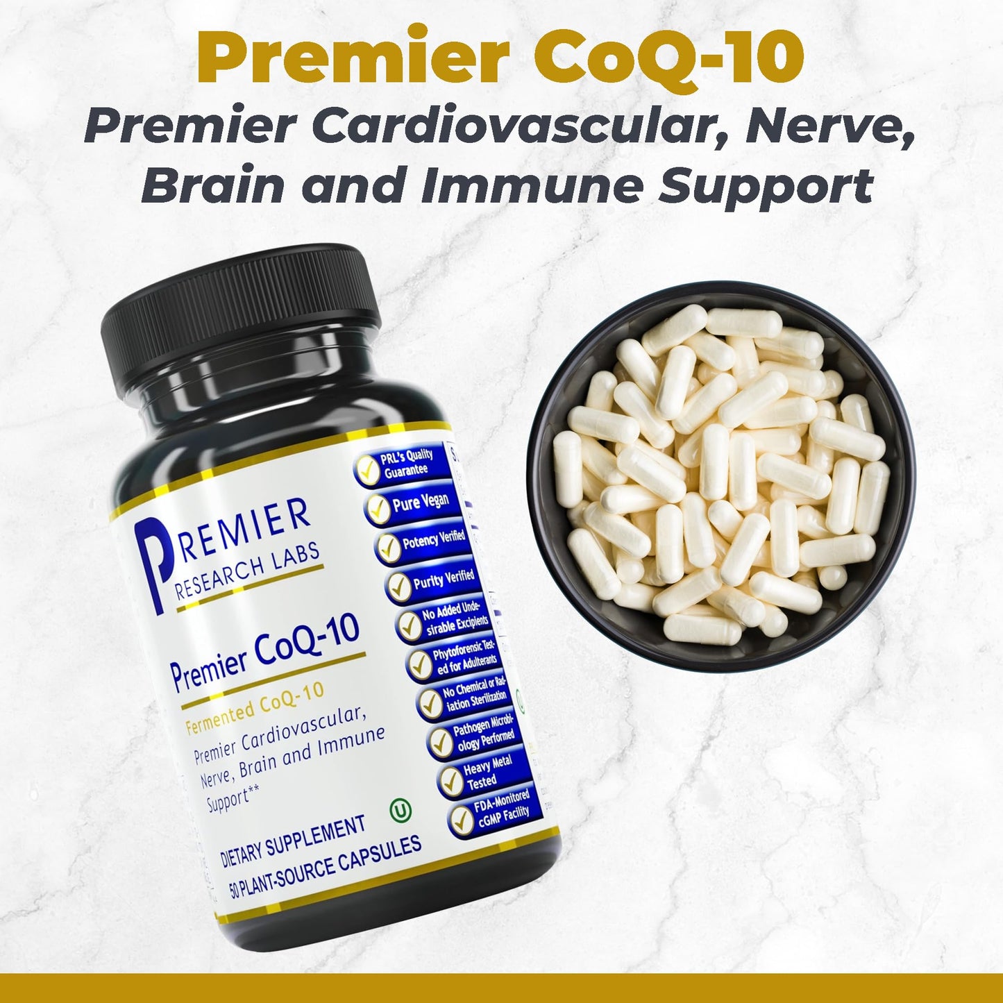 Premier Research Labs CoQ10 - Coenzyme Q10, Co Q 10 Supplement, 100mg Capsules, Ubiquinol Co Enzyme Q-10 with Red Algae & MCT Oil - 60 Vegetarian Capsules - dailyvitalstore