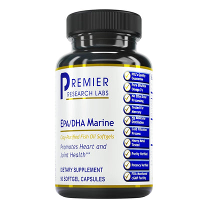 Premier Research Labs EPA DHA Marine Softgels - Omega 3 Fish Oil, EPA DHA Omega 3 Supplement, Fatty Acids for Women & Men, Natural - 90 Softgel Capsules - dailyvitalstore