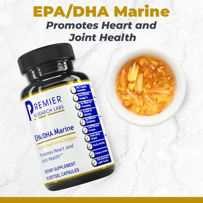 Premier Research Labs EPA DHA Marine Softgels - Omega 3 Fish Oil, EPA DHA Omega 3 Supplement, Fatty Acids for Women & Men, Natural - 90 Softgel Capsules - dailyvitalstore