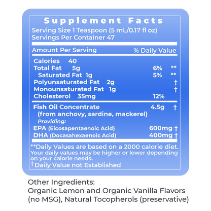 Premier Research Labs EPA/DHA Marine Liquid - Omega 3 Fish Oil Liquid, Omega 3 Liquid Fish Oil Supplement for Adults, Joint, Heart, & Brain Health Support - 8 Fl Oz Bottle - dailyvitalstore