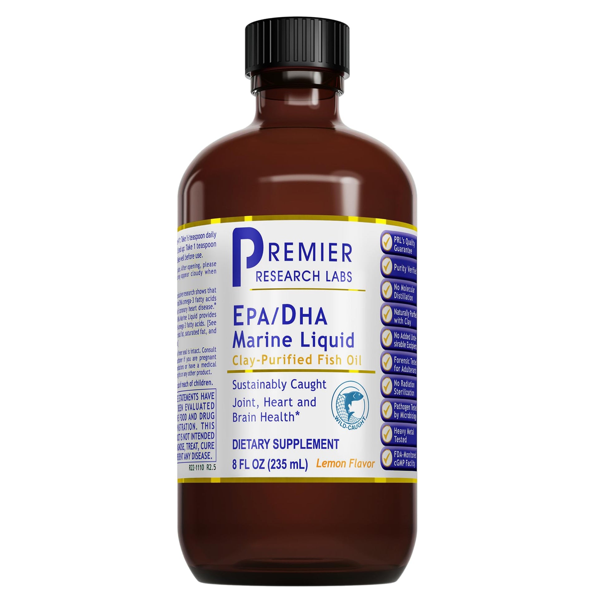 Premier Research Labs EPA/DHA Marine Liquid - Omega 3 Fish Oil Liquid, Omega 3 Liquid Fish Oil Supplement for Adults, Joint, Heart, & Brain Health Support - 8 Fl Oz Bottle - dailyvitalstore