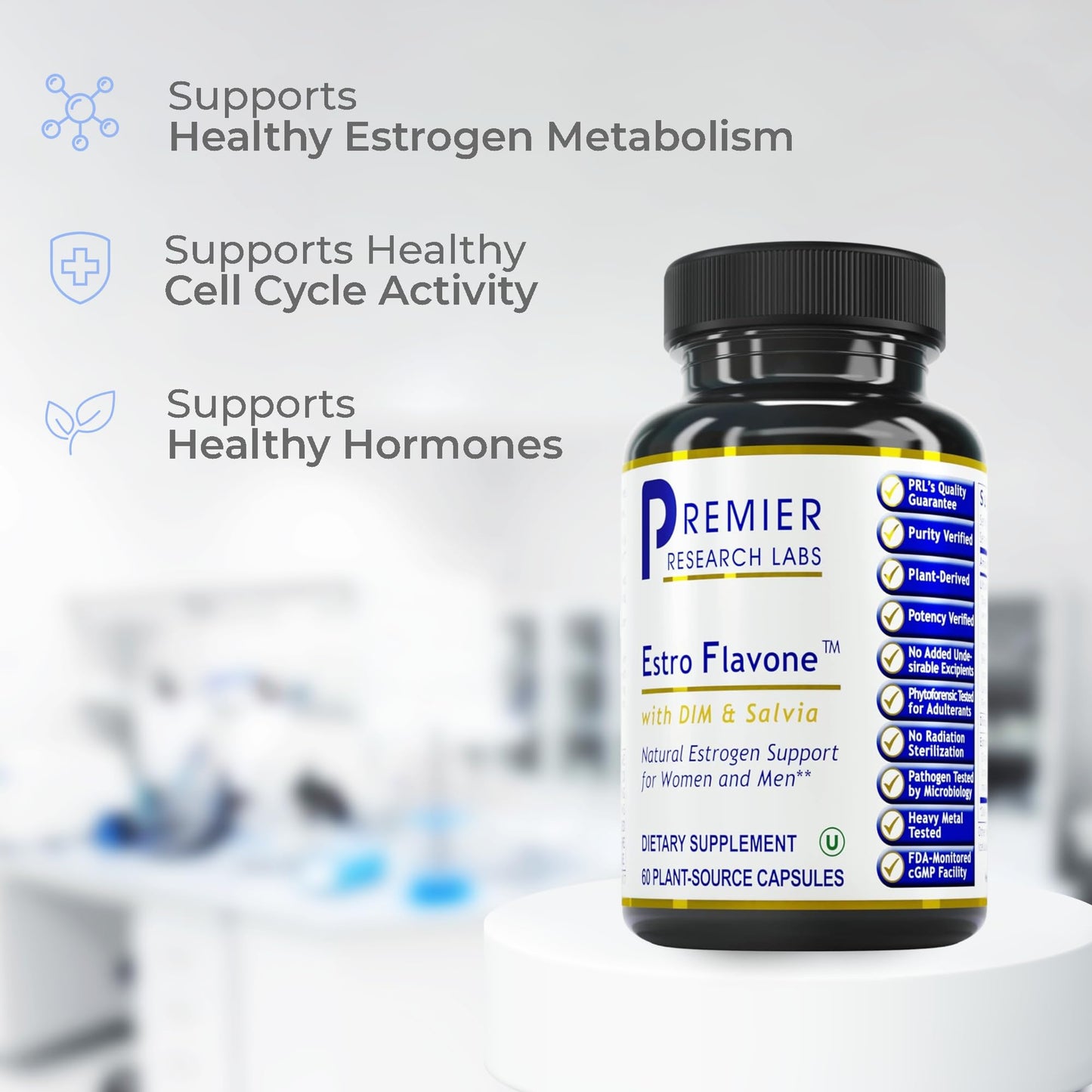 Premier Research Labs Estro Flavone - DIM Supplement, DIM Complex, DIM for Men & Women, Diindolylmethane Estrogen Support, Hormone Balance Support - 60 Vegetarian Capsules - dailyvitalstore