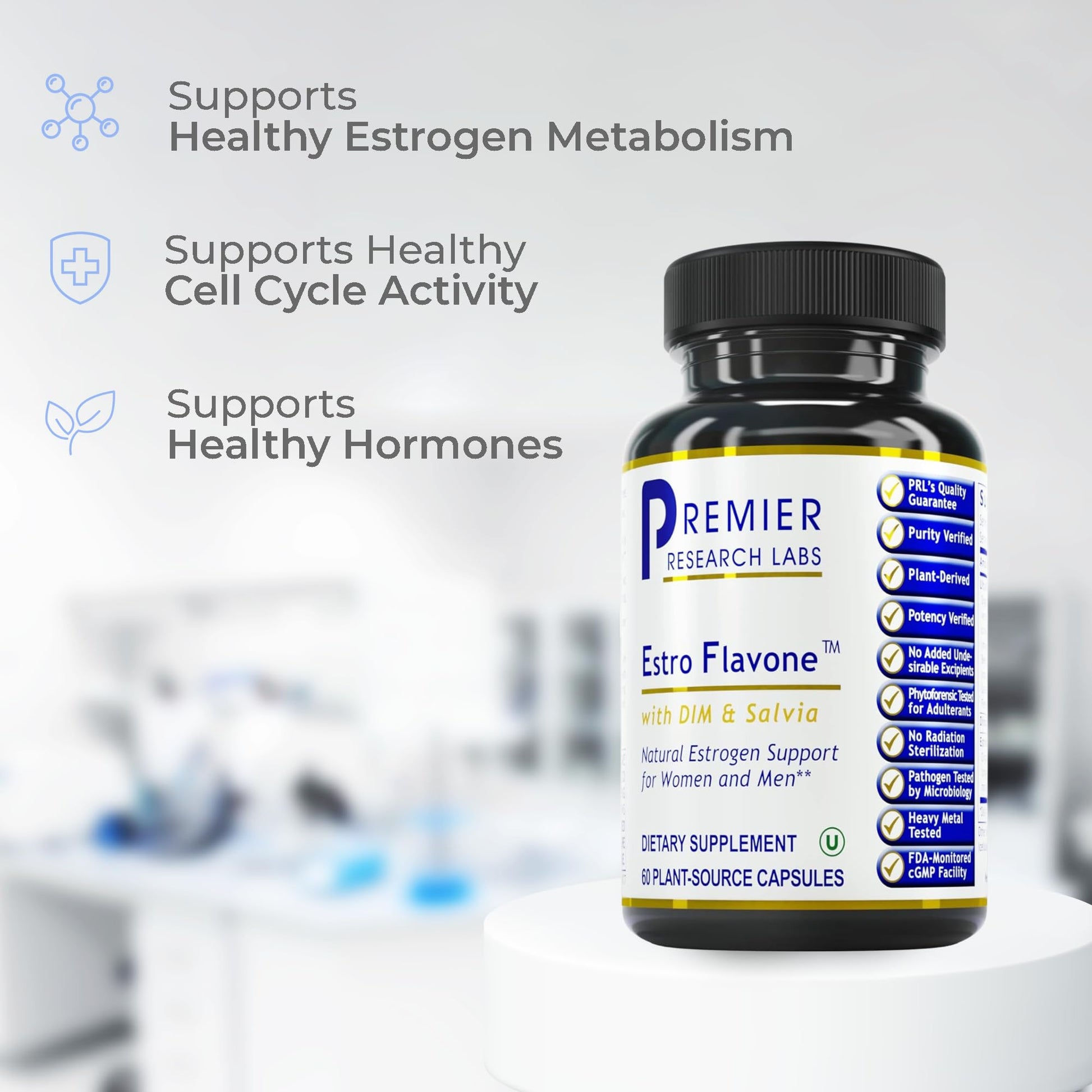 Premier Research Labs Estro Flavone - DIM Supplement, DIM Complex, DIM for Men & Women, Diindolylmethane Estrogen Support, Hormone Balance Support - 60 Vegetarian Capsules - dailyvitalstore
