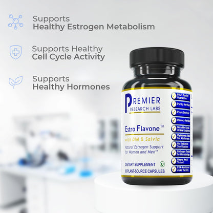 Premier Research Labs Estro Flavone - DIM Supplement, DIM Complex, DIM for Men & Women, Diindolylmethane Estrogen Support, Hormone Balance Support - 60 Vegetarian Capsules - dailyvitalstore