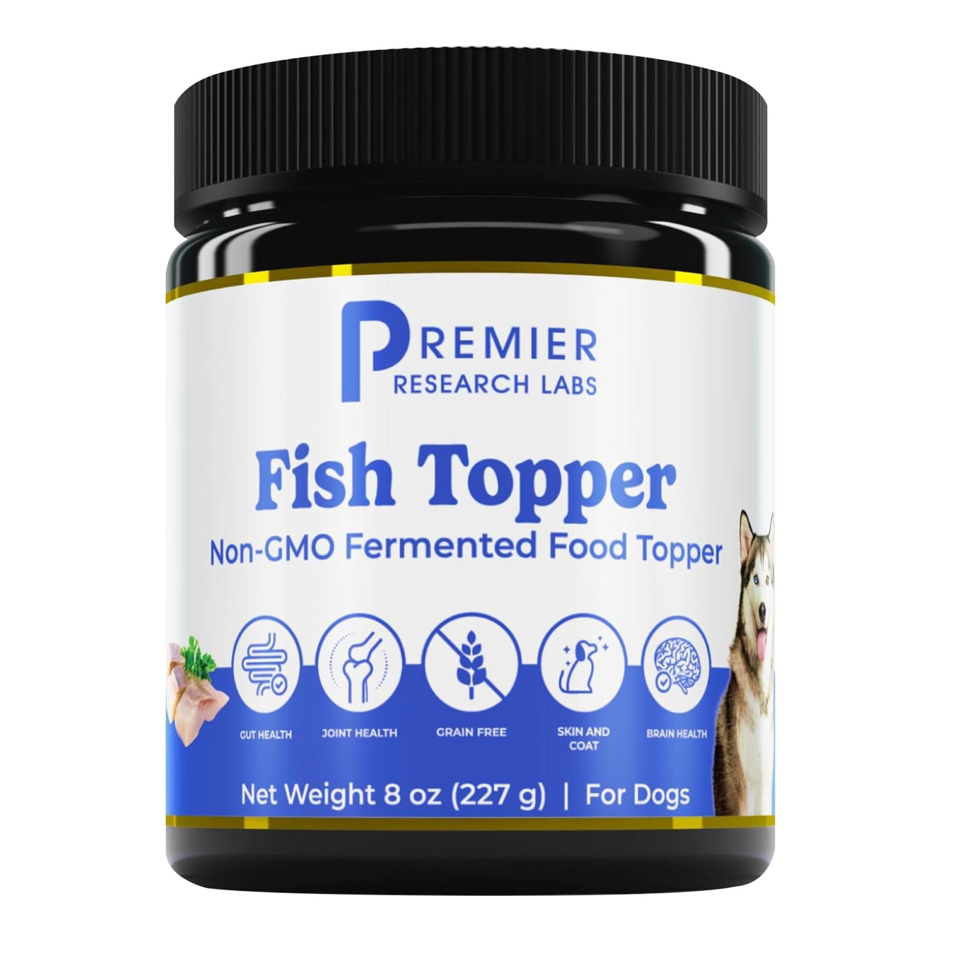 Premier Research Labs Fish Topper - Dried Dog Food Topper for Pets, Meal Mix Ins for Kibble, Supports Gut & Joint Health, Natural Source of Protein, Fermented, Grain Free, Non GMO - 16 oz - dailyvitalstore