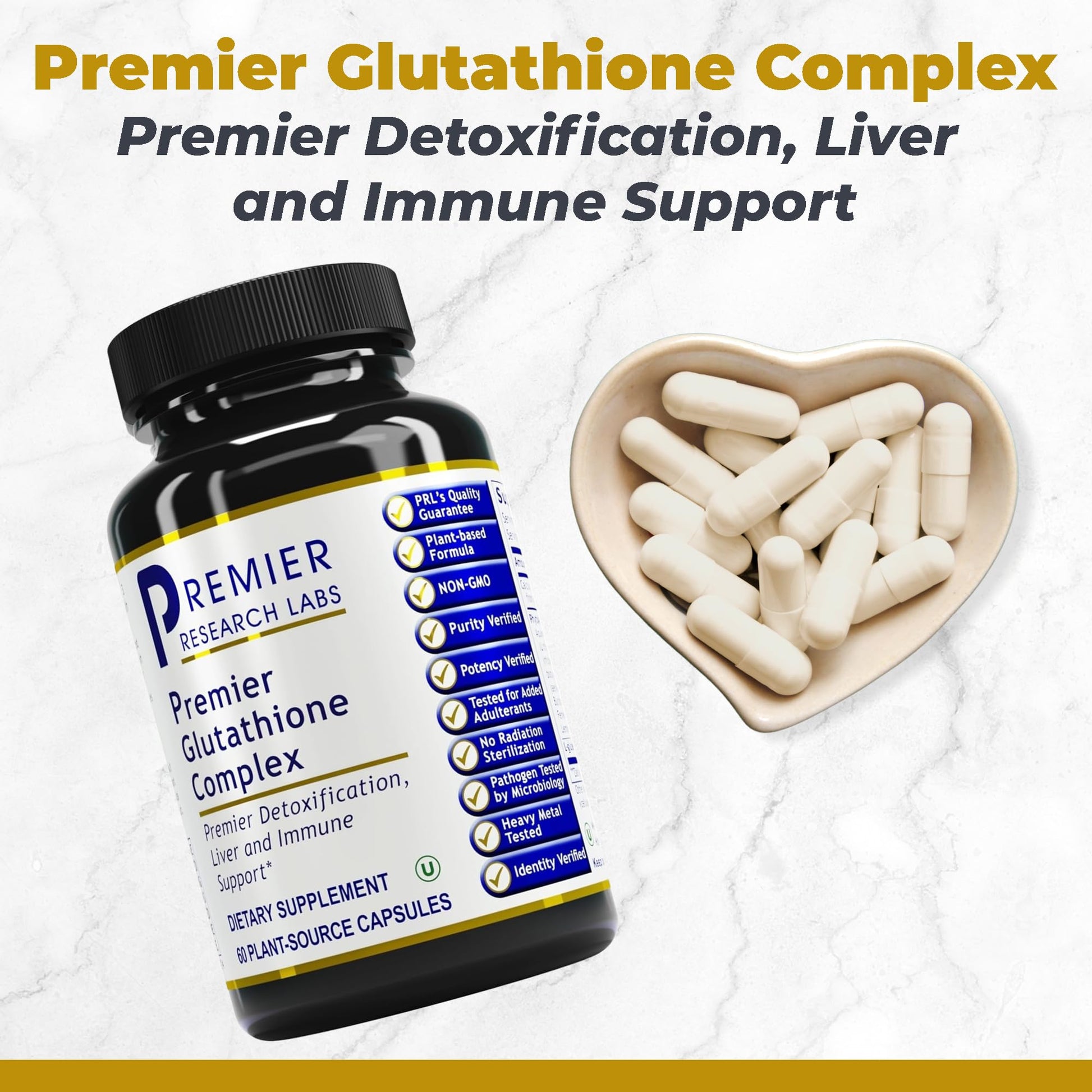 Premier Research Labs Glutathione Complex - Liver & Immune Support Supplement - Glutathione Pill for Natural Liver Cleanse - 60 Vegetarian Capsules - dailyvitalstore