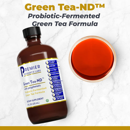 Premier Research Labs Green Tea-ND - Probiotic Fermented Green Tea Extract Supplement with ECGC, Camellia Sinensis Liquid, Supplement Drops for Adults, Vegan Friendly - 8 Fl Oz Bottle - dailyvitalstore