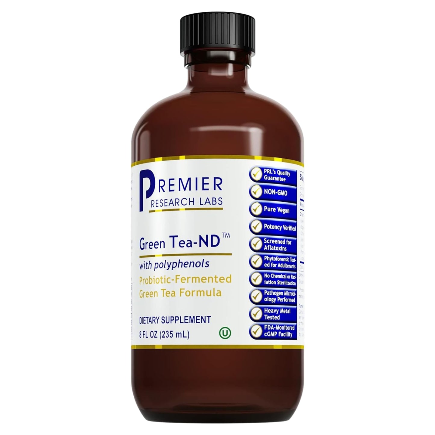 Premier Research Labs Green Tea-ND - Probiotic Fermented Green Tea Extract Supplement with ECGC, Camellia Sinensis Liquid, Supplement Drops for Adults, Vegan Friendly - 8 Fl Oz Bottle - dailyvitalstore