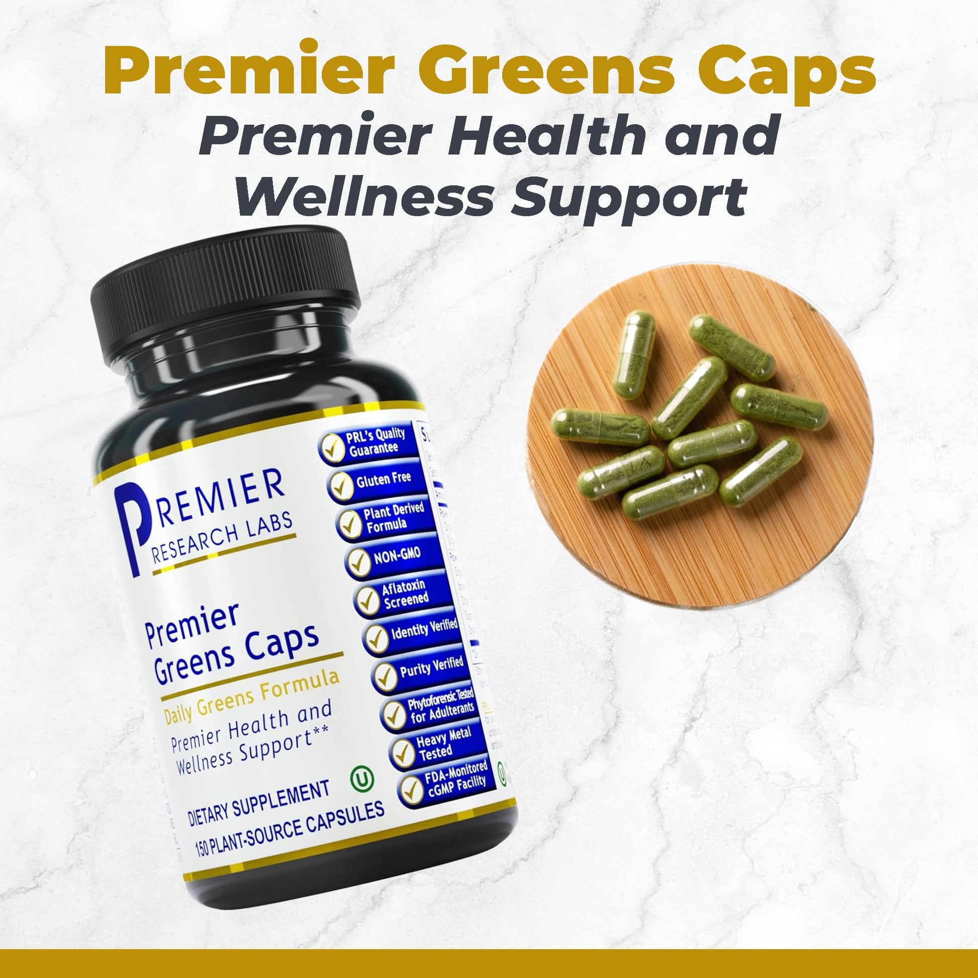 Premier Research Labs Greens Capsules - Super Greens Capsules, Greens Supplements, Super Greens Pills for Wellness, Veggie Pills with Leafy Greens, Kale, Chlorella - 150 Vegetarian Capsules - dailyvitalstore