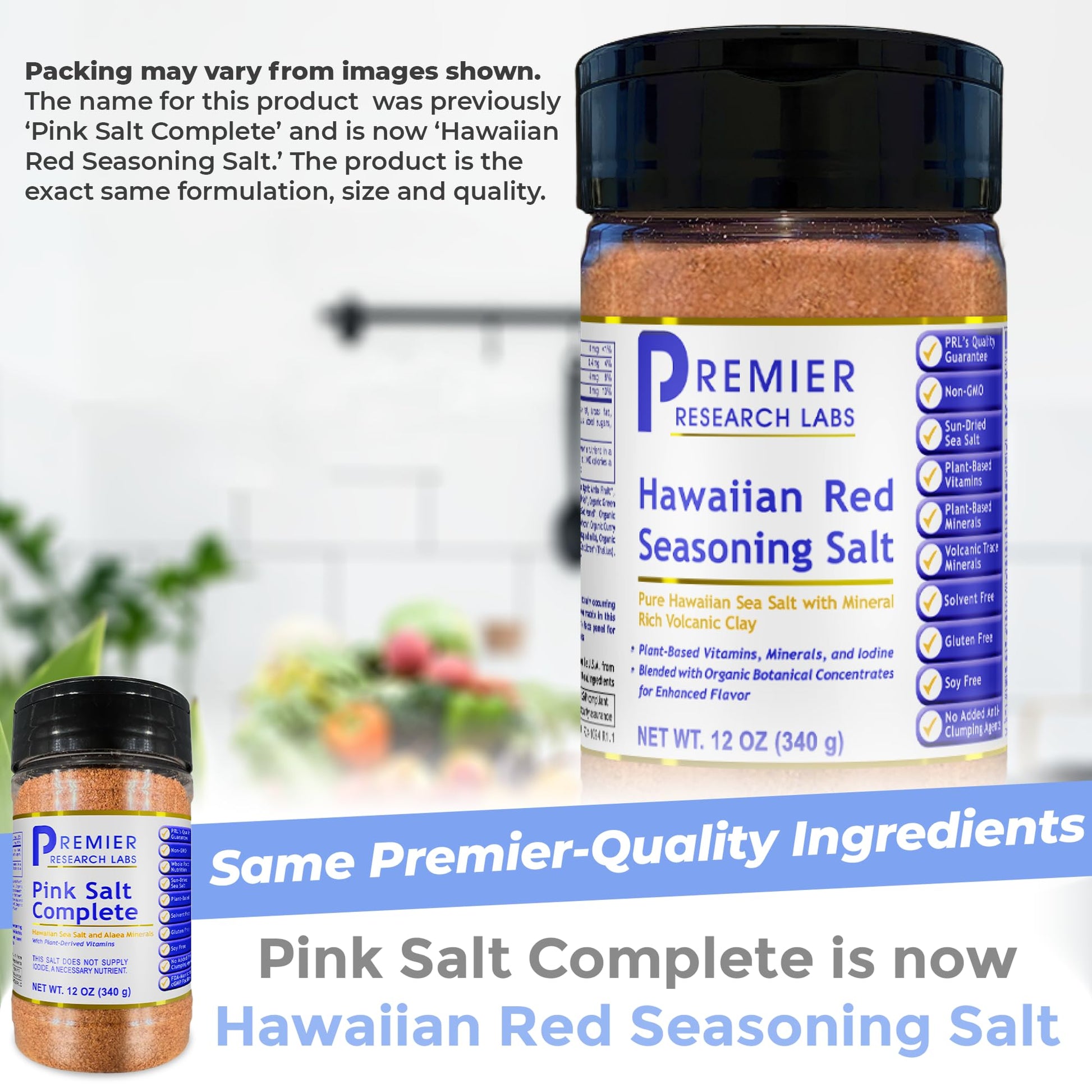 Premier Research Labs Hawaiian Red Seasoning Salt- Pink Salt, Red Hawaiian Salt, Hawaiian Red Alaea Sea Salt for Cooking, Multivitamin for Kids, Enriched with Plant-Derived Vitamins & Minerals- 12 oz - dailyvitalstore