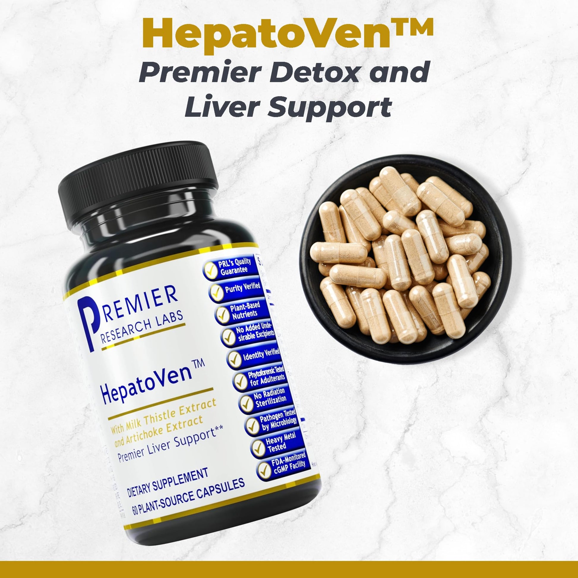 Premier Research Labs HepatoVen - Milk Thistle Liver Support, Liver Cleanse & Maintain, Liver Pills, Liver Vitamins for Women & Men with Artichoke Extract - 60 Vegetarian Capsules - dailyvitalstore