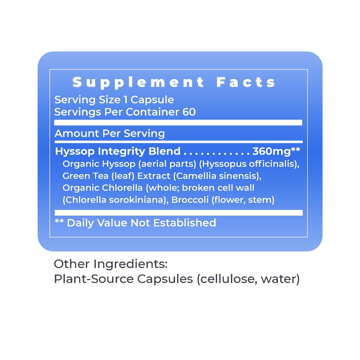 Premier Research Labs Hyssinol - Hyssop Herb, Hyssop Capsules, Wellness Pills with Organic Hyssop Dry Herb, Dietary Supplement with Green Tea, Antioxidant Support - 60 Vegetarian Capsules - dailyvitalstore