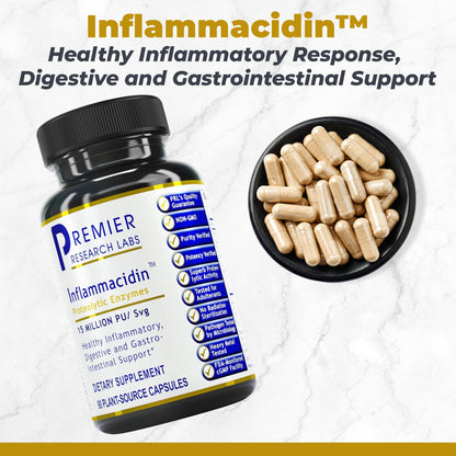 Premier Research Labs Inflammacidin - Digestive Enzymes, Papain from Papaya, and Bromelain Enzymes for Digestion, Plant Enzymes for Women & Men, Vegan Friendly - 90 Vegetarian Capsules - dailyvitalstore