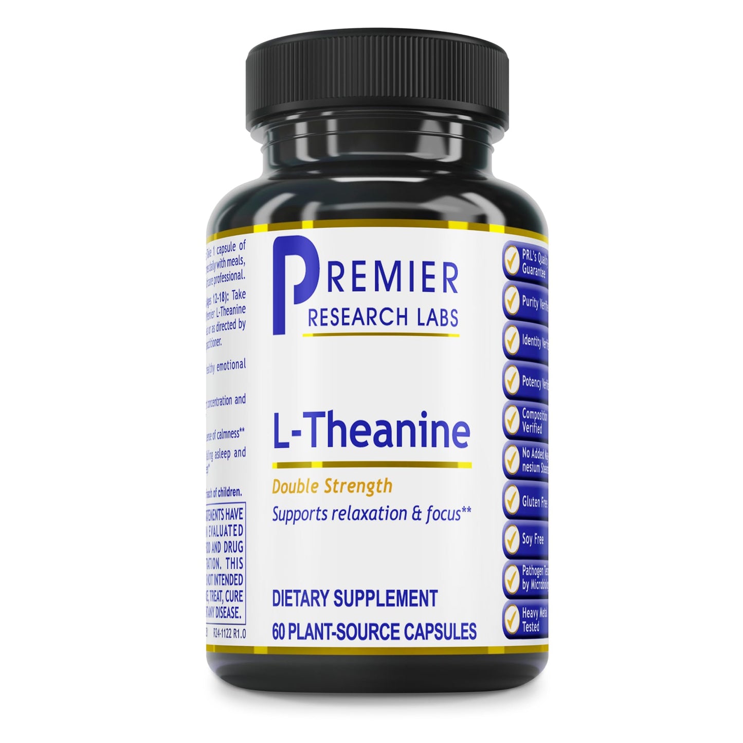 Premier Research Labs L-Theanine Double Strength - Pure L Theanine Supplement 200mg, Focus & Energy Support for Men & Women, Amino Acid for Relaxation, Support for Adults & Kids - 60 Vegan Capsules - dailyvitalstore