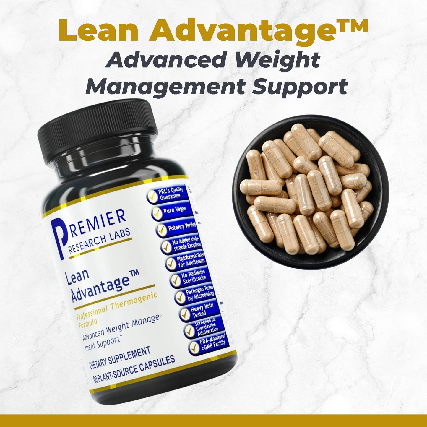 Premier Research Labs Lean Advantage: Green Coffee Bean Extract for Weight Loss, Green Coffee Extract, Coffee Pills, Appetite Suppressant for Women & Men, Weight Management Supplement - 90 Capsules - dailyvitalstore