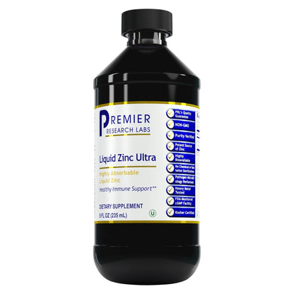 Premier Research Labs Liquid Zinc Ultra Supplement - for Immune Support & Well-Being for Adults & Kids - Highly Absorbable Drops - Used for Rapid Analysis of Zinc Status - 8 fl oz - dailyvitalstore
