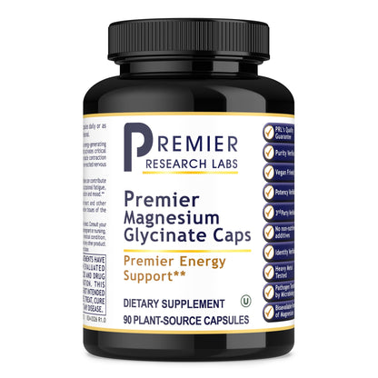 Premier Research Labs Magnesium Glycinate Supplement - Pure Magnesium, High Absorption, Supports Sleep Quality, Chelated, Vegan, Third Party Tested, Premier Energy Support - 90 Capsules - dailyvitalstore