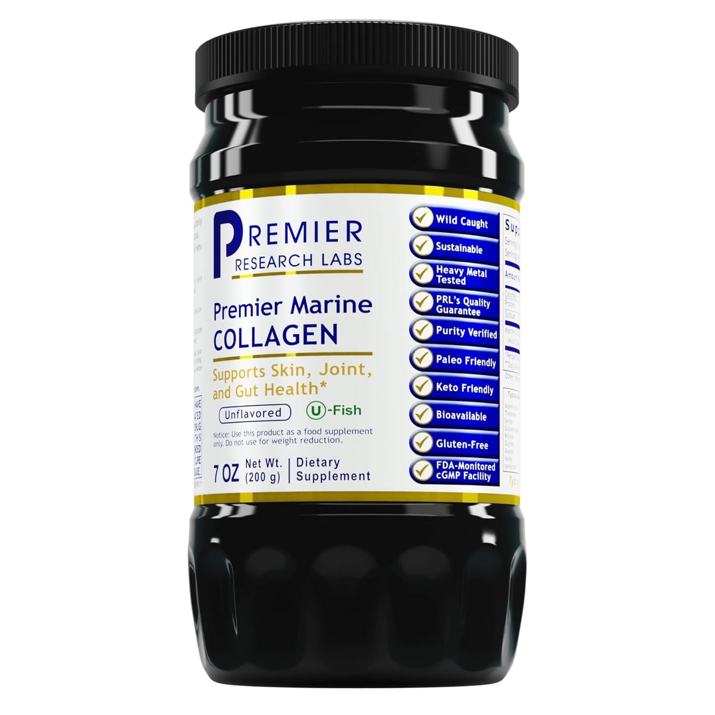 Premier Research Labs Marine Collagen - Marine Collagen Peptides, Hydrolyzed Marine Collagen Powder, Fish Collagen for Women and Men, 5g Collagen Per Serving for Skin, Joint, and Gut Health - 7 Oz - dailyvitalstore